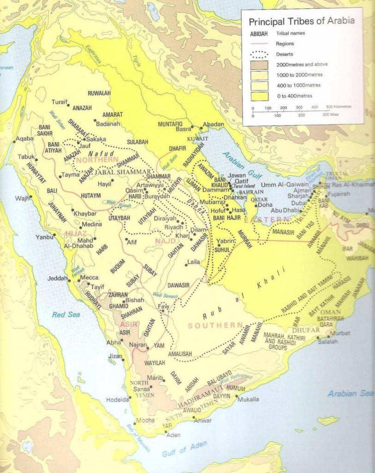 Ramani ya Saudi Arabia makabila