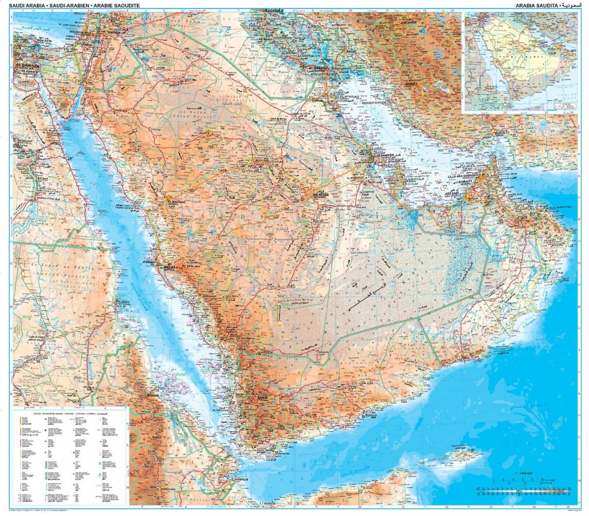 Ramani ya Saudi Arabia topographic