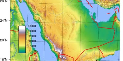 Ramani ya Saudi Arabia mwinuko
