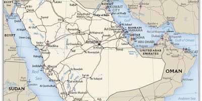 Ramani ya Saudi Arabia ya nchi