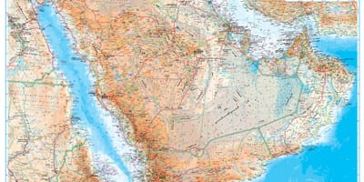Ramani ya Saudi Arabia topographic
